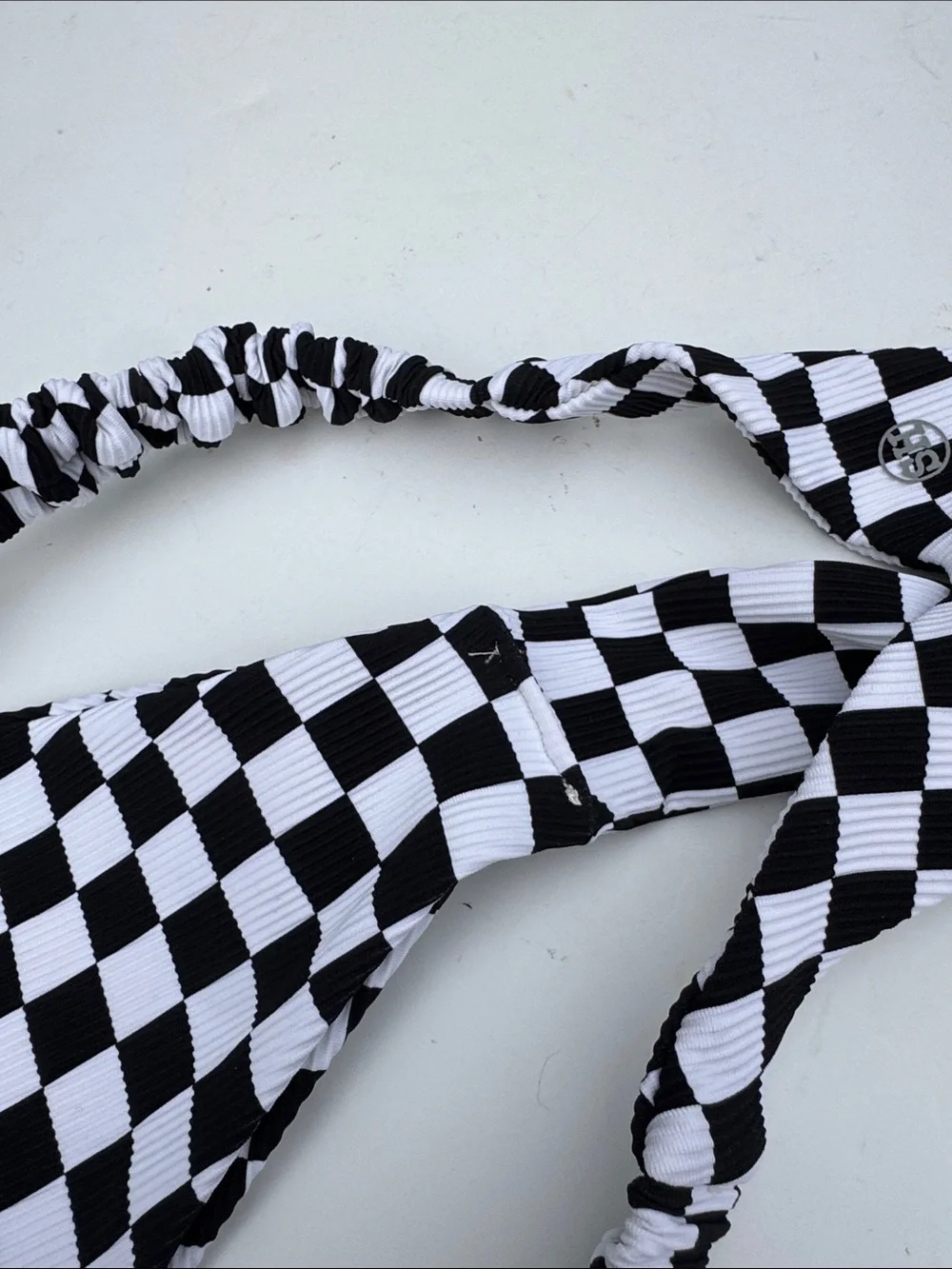 Salt Honey Black and White Checkerboard High-Cut Bikini Bottom